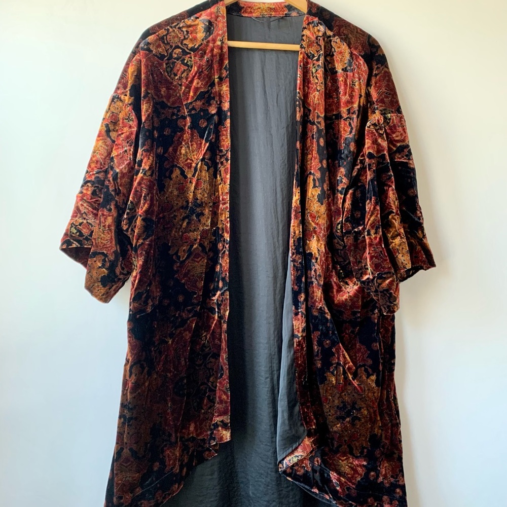 Free People Velvet Patterned Duster Jacket